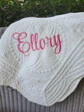 Load image into Gallery viewer, Embroidered Heirloom Baby Quilt - Personalized
