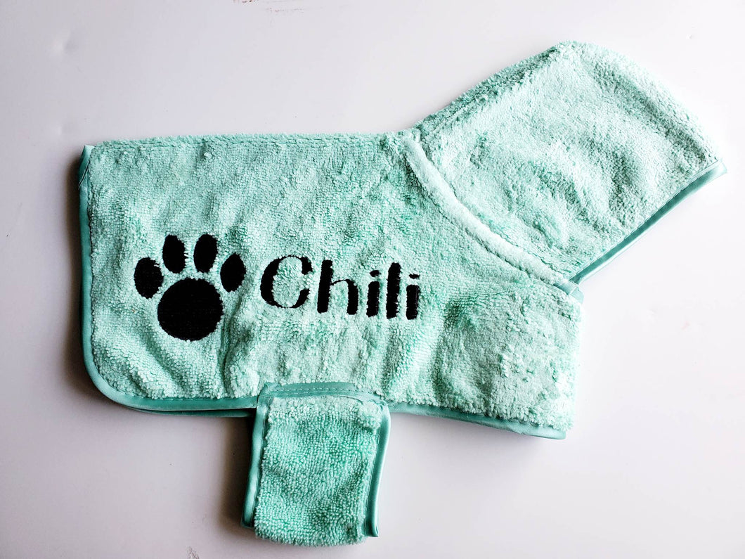 Personalized Embroidered Pet Bath Robe with PawPrint