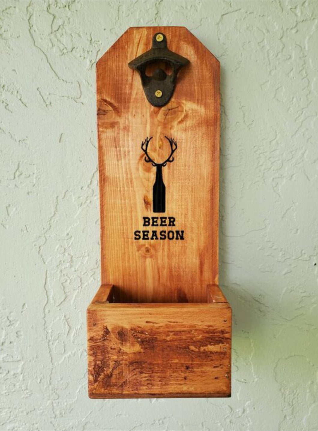 BEER SEASON Beer Bottle Opener and Cap Catcher Rustic