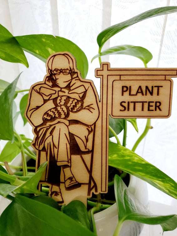 Bernie Sanders Mittens Garden Plant Stake