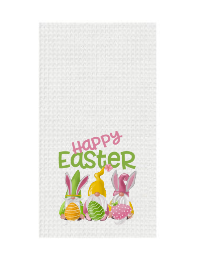 Gnome Happy Easter Waffle Towel