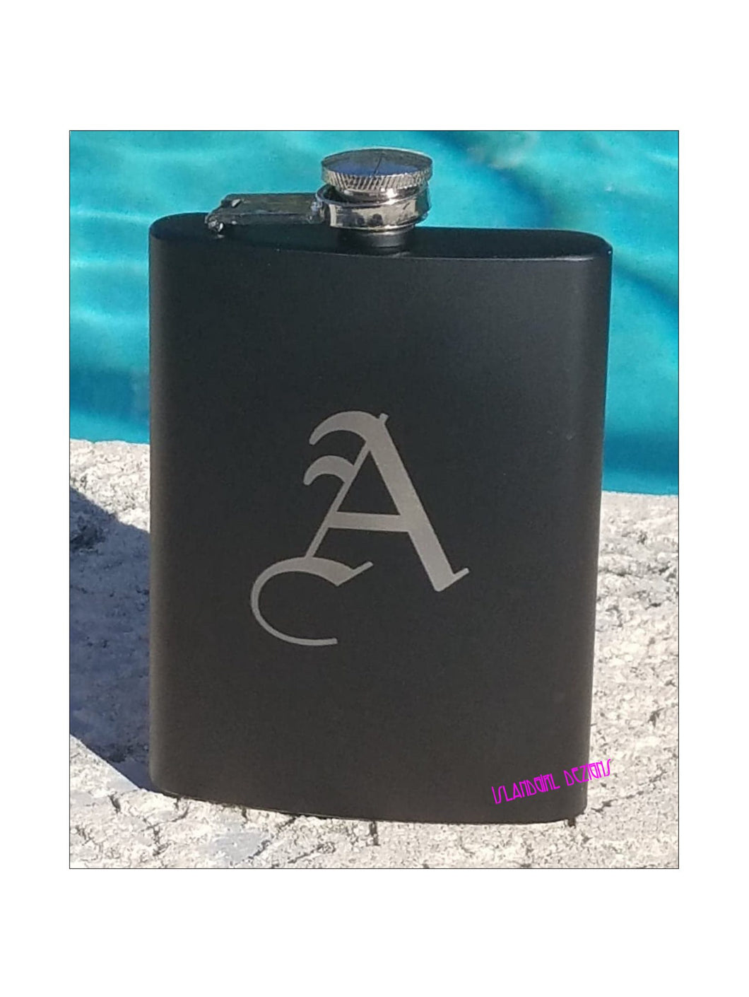 Personalized Engraved Black Matte Flask 8 oz