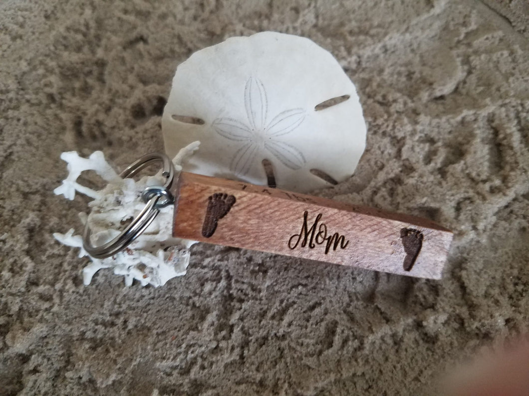 Birth Announcement Mom 4 sided Wood Keychain - Personalized Baby Stats