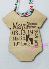 Load image into Gallery viewer, Personalized Wood Laser Engraved Baby Stats Christmas Ornament