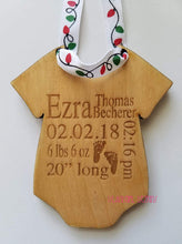 Load image into Gallery viewer, Personalized Wood Laser Engraved Baby Stats Christmas Ornament