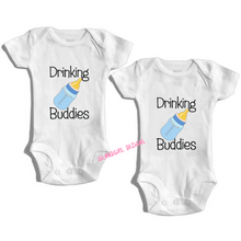 Load image into Gallery viewer, DRINKING BUDDIES with Baby Bottle TWINS baby outfit