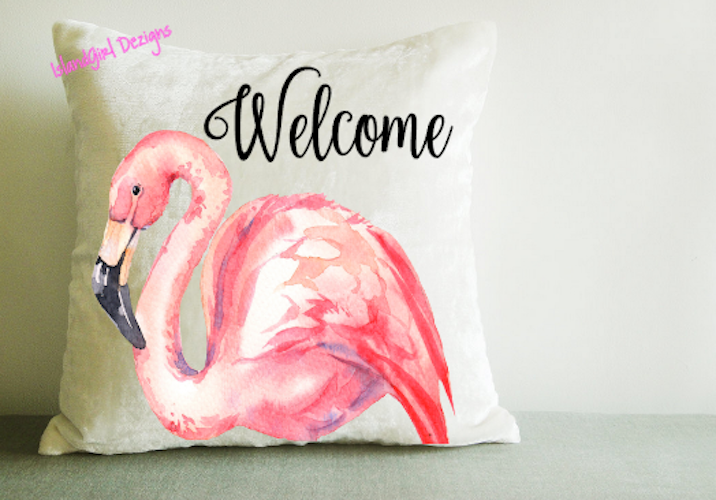 FLAMINGO WELCOME Pillow Cover ~ 16
