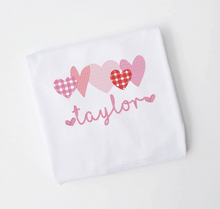 Load image into Gallery viewer, Girls Sketched Hearts Valentines Embroidered TShirt or Onesie