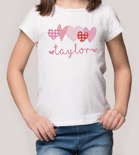 Load image into Gallery viewer, Girls Sketched Hearts Valentines Embroidered TShirt or Onesie
