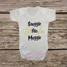 Load image into Gallery viewer, SNUGGLE THIS MUGGLE bodysuit / onesie®/creeper outfit -funny baby onesie Harry Potter
