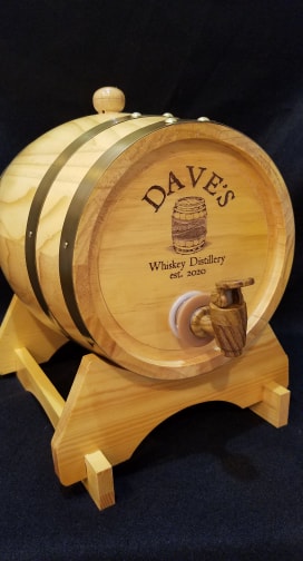 Personalized Laser Engraved 5L Whiskey Barrel
