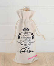 Load image into Gallery viewer, May YOUR WINE GLASS Always be Full Personalized Canvas Wine Bag, Birthday gift, Wedding, Bridesmaid Gift, Gift For Wine Lover, Gift Couple