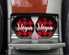 Load image into Gallery viewer, Personalized Buffalo Plaid Ceramic Sandstone Car Coasters
