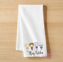 Load image into Gallery viewer, Stay Golden Waffle Towel, Funny dish kitchen Towel, housewarming, Mothers Day, Adult Gift, Gag Gift, Golden Girls, Blanche, Betty White