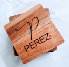 Load image into Gallery viewer, Custom Coasters, Wood Coasters, Engraved Coasters, Monogrammed, Birthday Gift, Personalized Coaster Set for Wedding Gift or Engagement