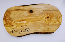 Load image into Gallery viewer, Personalized custom Charcuterie, Olive Wood Cutting Board, Serving Board Tray, Personalized Custom Cutting Board, Realtors Closing Gift