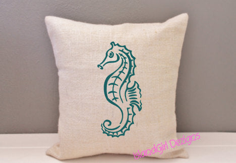 Pillow Cover - Seahorse ~ 16 x 16