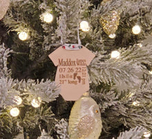 Load image into Gallery viewer, Personalized Wood Laser Engraved Baby Stats Christmas Ornament