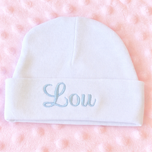 Load image into Gallery viewer, Personalized embroidered newborn hat
