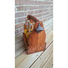 Load image into Gallery viewer, Wooden Engraved BOTTLE CARRIER with Opener Personalized
