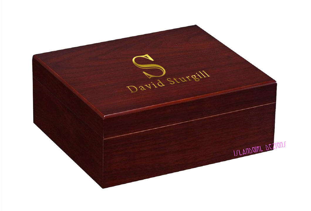 Personalized Cherry Wood Cigar Humidor 25-50 Cigars