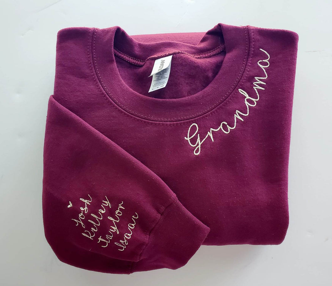 Grandma Custom Embroidered Sweatshirt