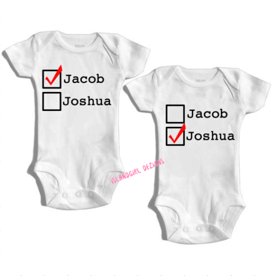 TWINS BABY NAMES Cute bodysuit / onesie® outfit / creeper Baby-funny baby onesie