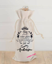 Load image into Gallery viewer, May YOUR WINE GLASS Always be Full Personalized Canvas Wine Bag, Birthday gift, Wedding, Bridesmaid Gift, Gift For Wine Lover, Gift Couple
