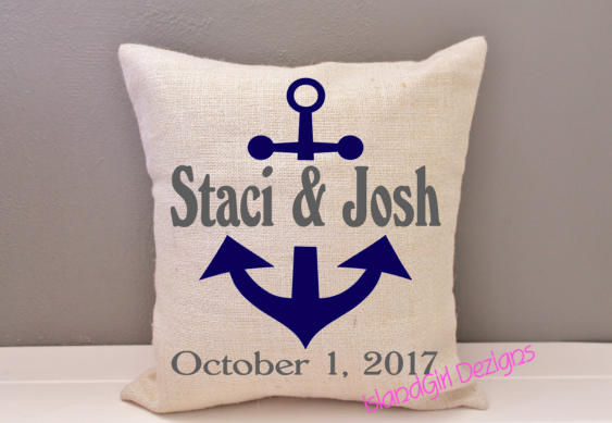 Pillow Cover - Personalized BLUE ANCHOR~ 16 x 16