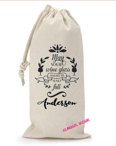 May YOUR WINE GLASS Always be Full Personalized Canvas Wine Bag, Birthday gift, Wedding, Bridesmaid Gift, Gift For Wine Lover, Gift Couple