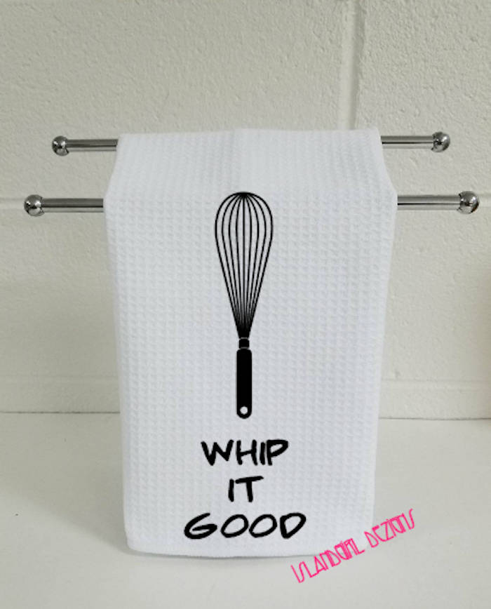 WHIP IT GOOD Waffle Towel, Funny Kitchen Towel, housewarming, wedding, Mothers Day, Christmas, Wedding Gift, Mom Gift, Gift for her, kitchen