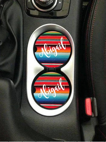 Personalized Serape Ceramic Car Coasters