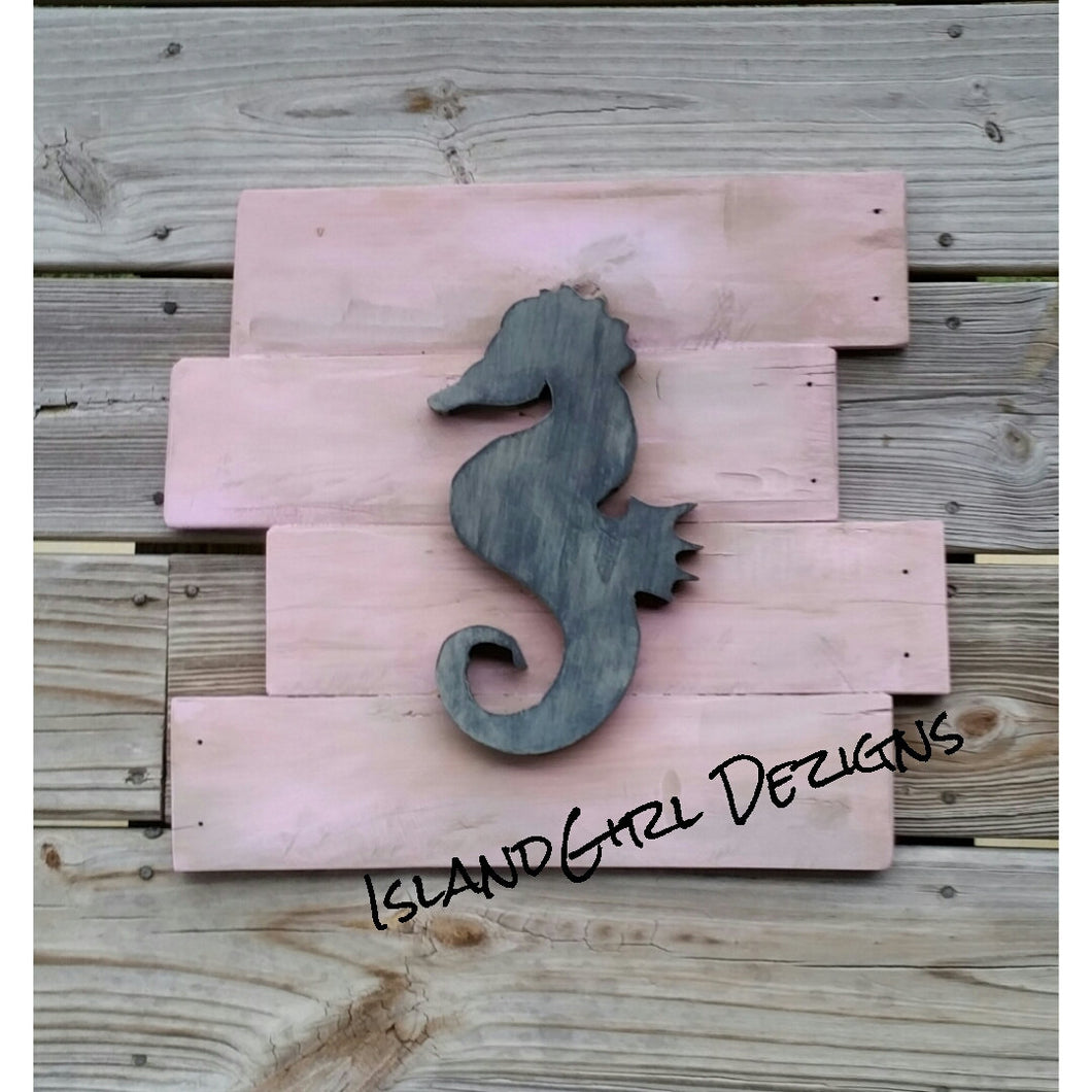 Seahorse Beach Pallet Distressed Wooden Sign