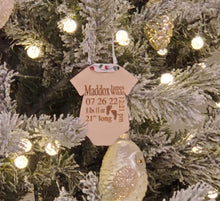 Load image into Gallery viewer, Personalized Wood Laser Engraved Baby Stats Christmas Ornament

